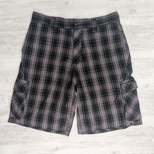 Hurley Grey/Black/Pink Plaid Bermuda Shorts